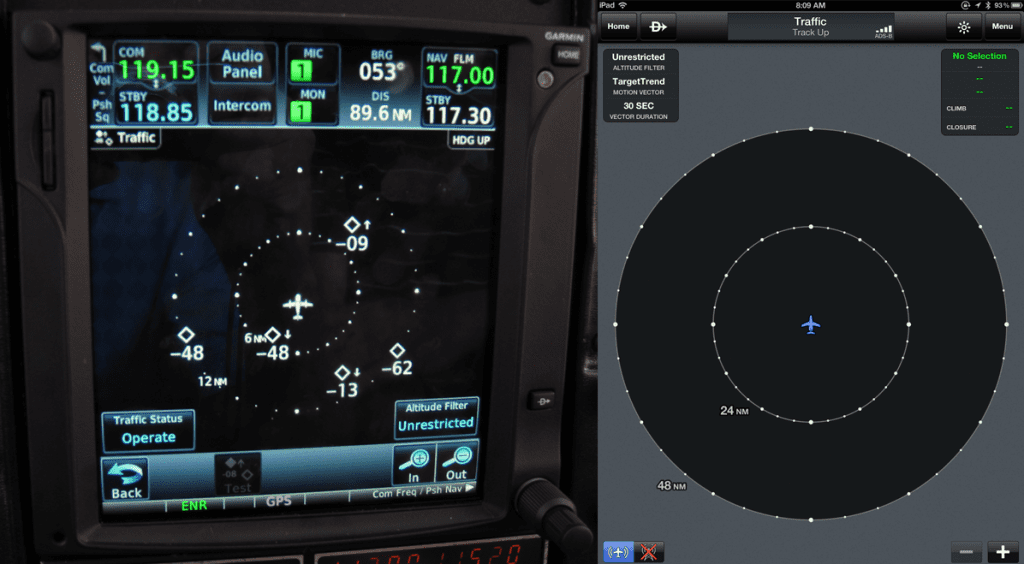 Pilot Report flying with the Garmin GDL 39 ADSB receiver iPad Pilot